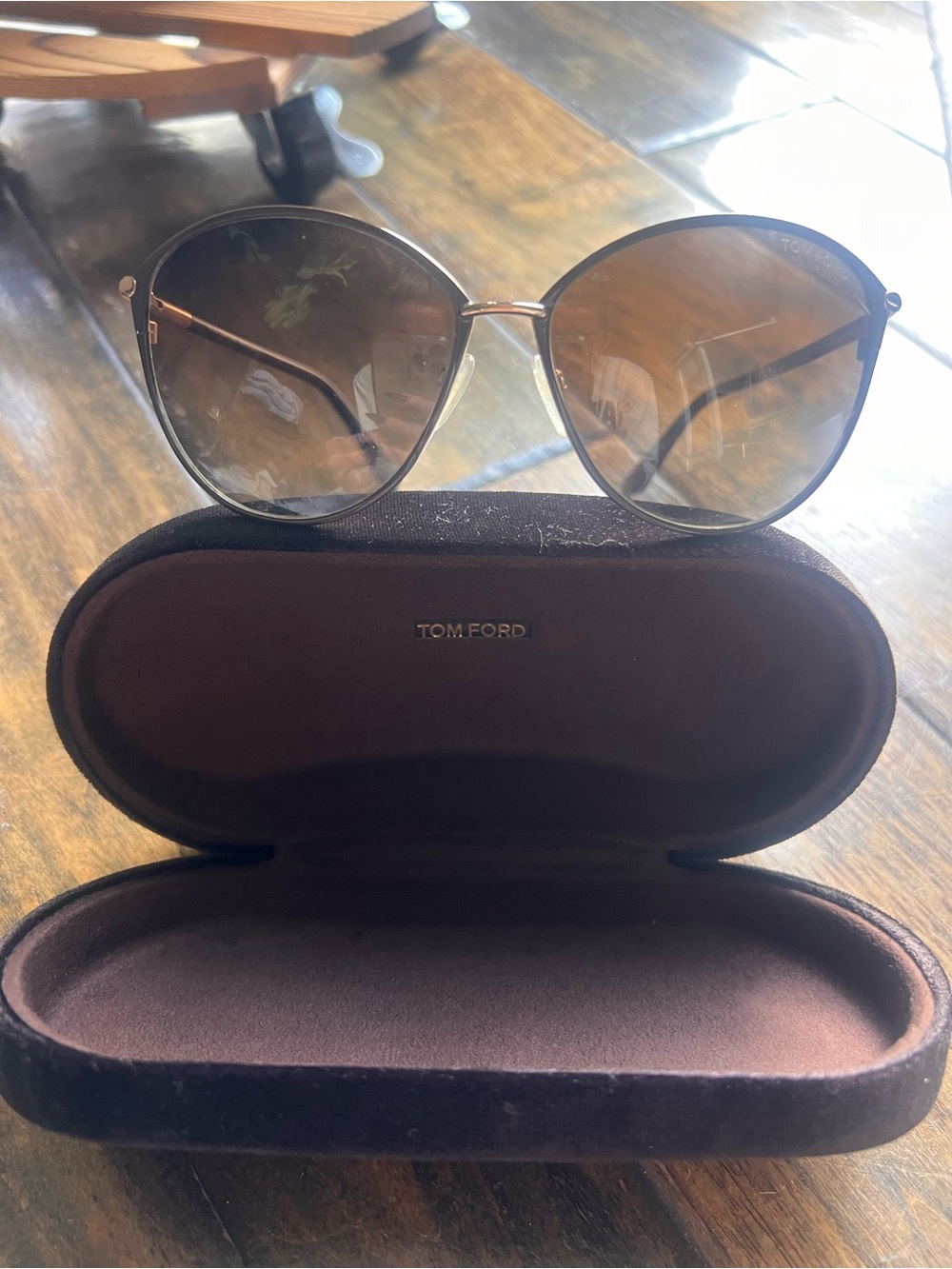 TOM FORD Penelope Sunglasses 59MM Polarized Lens Oversize Round gradient brown - Picture 5 of 12